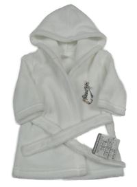 Nové - Bílý chlupatý župan s králíkem a kapucí