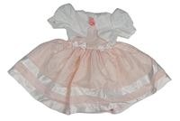 Světlerůžovo-bílé slavnostní šaty s květinou a bolerkem