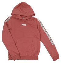 Vínová mikina s nápisem a kapucí Puma