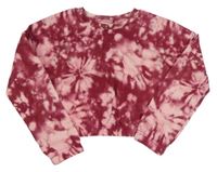Vínovo-růžová batikovaná crop mikina Primark