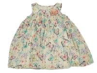 Smetanové šifonové šaty s motýly H&M