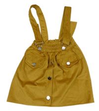 Okrová žebrovaná sametová sukně s kšandami