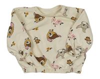 Světlebéžová květovaná mikina s Bambim a Thumperem Primark