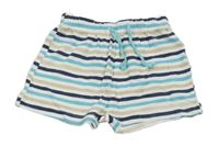 Bílo-modro-béžové pruhované bavlněné kraťasy Ergee