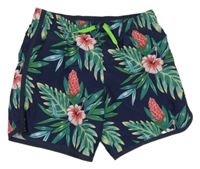 Tmavomodré plážové kraťasy s listy H&M