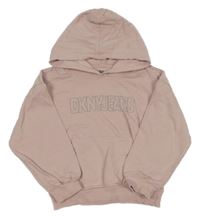 Růžová mikina s logem a kapucí DKNY