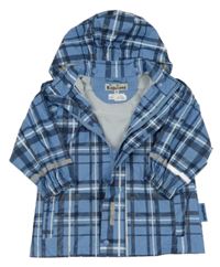 Modro-tmavomodro-bílá kostkovaná nepromokavá bunda s kapucí PlayShoes