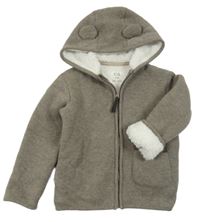 Hnědá zateplená propínací mikina s kapucí C&A