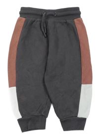 Antracitovo-hnědo-bílé tepláky Nutmeg