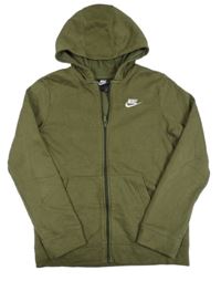 Khaki propínací mikina s logem a kapucí Nike