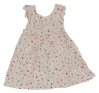 Světlerůžové květované plátěné šaty The Little White Company