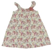 Smetanovo-růžové šaty se slony Tu