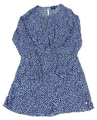 Tmavomodro-modro-bílé vzorované lehké šaty Tom Tailor