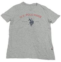 Šedé melírované tričko s logem U.S. POLO ASSN.