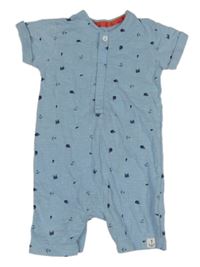 Světlemodrý kraťasový overal s velrybami Mothercare