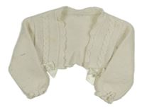 Bílé crop svetrové bolerko s mašlemi 