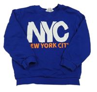 Safírová mikina s nápisem H&M