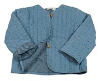 Modrá zateplená manšestrová vzorovaná bunda 