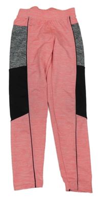 Růžovo-šedé melírované sportovní legíny 