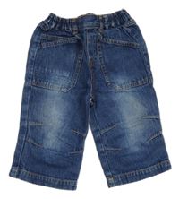 Tmavomodré široké rifle s kapsami 