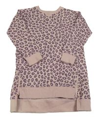 Starorůžové teplákové leopardí šaty se zipy M&Co.