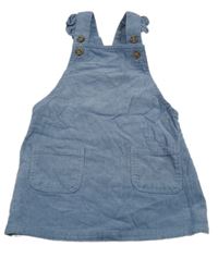 Šedomodré laclové manšestrové šaty s kapsami Mango 