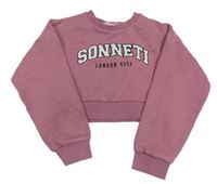 Růžová crop mikina s logem Sonneti