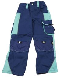 Modro-světlemodré kalhoty s kapsami 