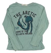 Zelené triko s mrožem H&M