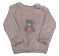 Světlerůžová plyšová mikina s medvědy Nutmeg