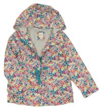 Barevná květovaná šusťáková jarní bunda s kapucí 