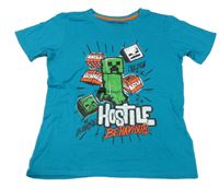 Tyrkysové tričko s Minecraft