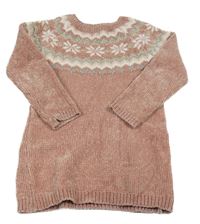 Starorůžové vzorované žinylkové pletené šaty Primark