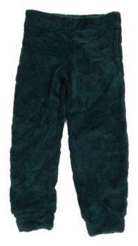 Tmavozelené plyšové pyžamové kalhoty 