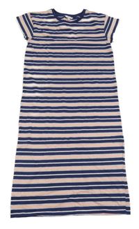 Růžovo-tmavomodré pruhované šaty John Lewis