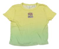 Žluto-zelené žebrované crop tričko s nášivkou H&M