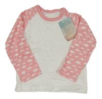 Nové - bílo-růžové pyžamové triko 