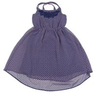 Tmavomodro-růžové vzorované šifonové šaty F&F