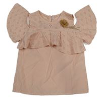 Světlerůžový plátěný madeirový top 