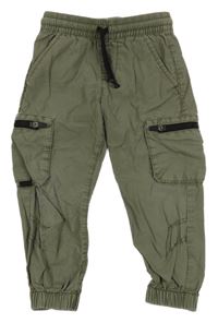 Khaki plátěné cuff kalhoty s kapsami F&F