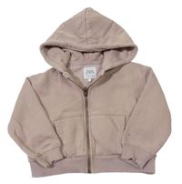 Pudrová crop propínací mikina s kapucí Zara