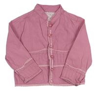 Růžový plátěný kabátek s madeirou