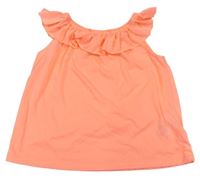 Neonově oranžové tričko s volánem H&M
