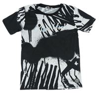Černo-bílé vzorované tričko s nápisem Pep&Co