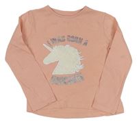 Růžové triko s chlupatým jednorožcem zn. Pep&Co