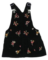 Černé manšestrové laclové šaty s květy F&F