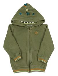 Khaki propínací mikina s kapucí - dino Nutmeg