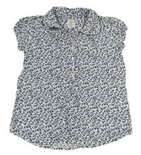 Bílo-modrá květovaná halenka H&M