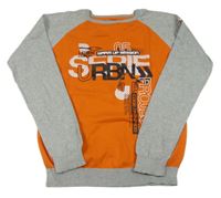 Oranžovo-šedý svetr s nápisy Y.F.K.