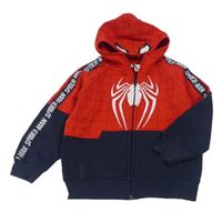 Červeno-tmavomodrá propínací mikina s kapucí - Spiderman Marvel